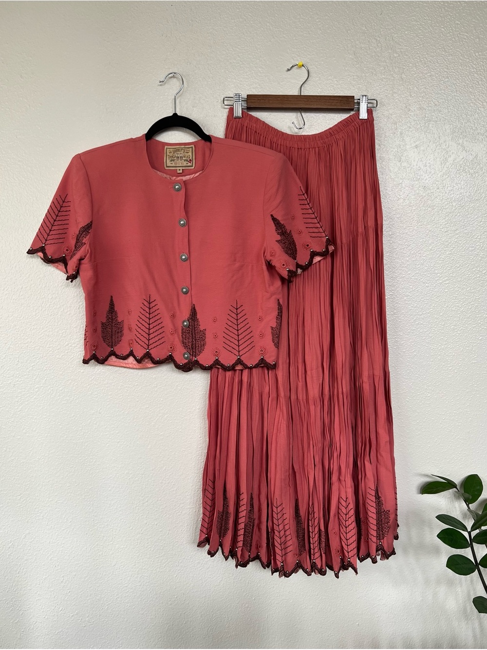 Double D Ranch Coral Two-Piece Studded Skirt Set